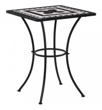 Mosaic Bistro Table Black and White 23.6" Ceramic