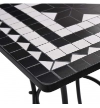 Mosaic Bistro Table Black and White 23.6" Ceramic