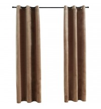 Blackout Curtains with Rings 2 pcs Beige 37"x95" Velvet