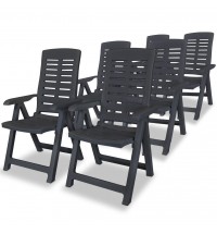Reclining Patio Chairs 6 pcs Plastic Anthracite