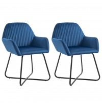 Dining Chairs 2 pcs Blue Velvet