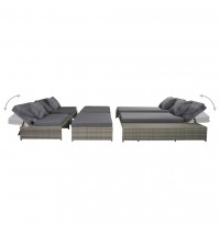 Patio Lounge Set 15 Pieces Poly Rattan Gray