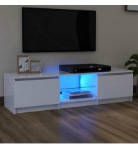 TV Cabinet with LED Lights White 55.1"x15.7"x14"