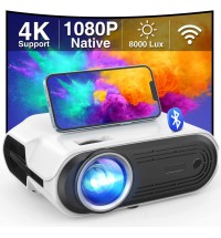 VIDOKA Native 1080P Wifi Projector, 8000L Full HD Video Projector for Home & Outdoor Use, 300" Display & Zoom Movie Projector with Hifi Stereo, Sleep Timer, Compatible with Phone, PC/TV Stick/PS4