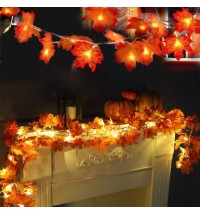 4pcs Maple Leaf Garland String Lights Fall Decor 9.8ft 20 LED Lights Holiday Thanksgiving Decor