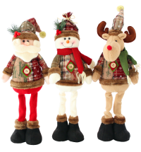 3 Pieces Christmas Decor Sitting Santa Claus Snowman Reindeer Ornament Plush Doll