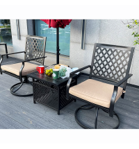 Outdoor Swivel Chairs Set of 2 Patio Metal Dining Rocker Chair with Cushion Surports 300 lbs for Garden Backyard Poolside,Black (2pcs Black-Lattice)