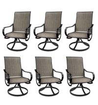 MEOOEM Patio Textilene Swivel Chairs 6PCS Outdoor Dining Chairs with Mesh Fabric Weather Resistant Furniture for Garden Backyard