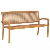 Stacking Patio Bench with Cushion 62.6" Solid Teak Wood
