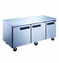 3 Door Commercial Undercounter Refrigerator made by stainless steel  D60.125 in.