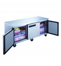 3 Door Commercial Undercounter Refrigerator made by stainless steel  D60.125 in.
