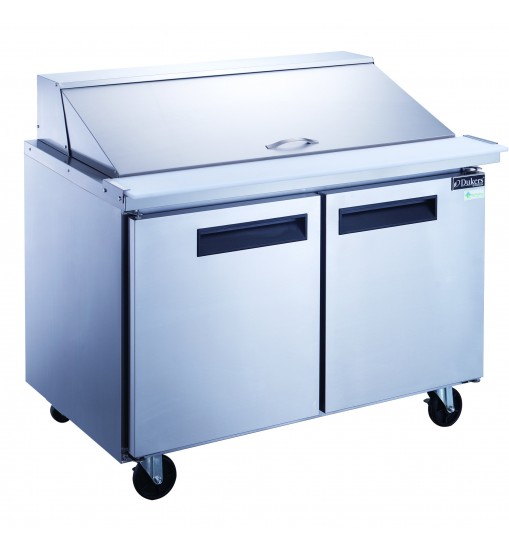 Dukers DSP48-12-S2 Commercial 2-Door Refrigerated Sandwich Salad Food Prep Table in Stainless Steel