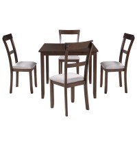 5 Piece Dining Table Set Industrial Wooden Kitchen Table and 4 Chairs for Dining Room (Espresso)