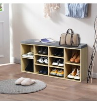 10-Cube Organizer Entryway Padded Shoe Storage Bench