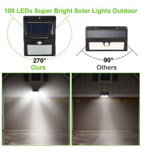Solar Wall Light Outdoor 100 LEDs PIR Motion Sensor Lamps IP65 Waterproof Lighting