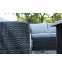 Direct Wicker 7 PCS Outdoor PE Rattan Wicker Sofa Rattan Patio Garden Furniture;  With Wide Cabinet;  Gray