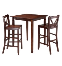 Kingsgate 3-Pc Dining Table with 2 Bar V-Back Chairs