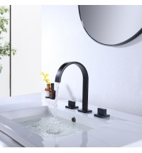 Matte Black 2-Handle 3 Holes Widespread Bathroom Sink Faucet Solid Brass RBF65020MB