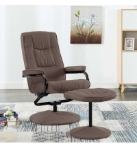 Swivel Recliner with Ottoman Brown Fabric