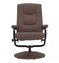 Swivel Recliner with Ottoman Brown Fabric