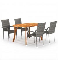 5 Piece Patio Dining Set Gray