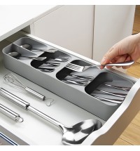 1pc Multifunctional Knife And Fork Compartment Storage Box; Cutlery Spoon Box Knife And Fork Divider Organizer; Kitchen Drawer Storage Box Tray; 5.5inch/4.3inch