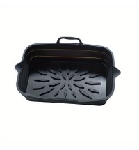Rectangular Air Fryer Liners; Foldable Silicone Tray; Air Fryer Accessories; Reusable Grill Plate; Heat Resistant Microwave Silicone Plate; Home Kitchen Items