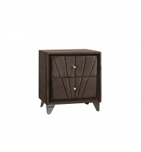 B108-TA Simple beautiful double-decker nightstand, metal legs with Electroplate, Brown Flannelette