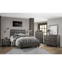 Modern Style Clean Line Design Gray Finish 1pc Eastern King Size Bed Contemporary Bedroom Furniture