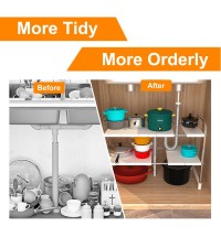 2 Tier Under Sink Organizer Retractable Kitchenware Rack Holders Space Saving Storage Shelf 55LBS Max Load