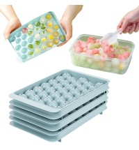 4 Packs Small Ice Cube Trays Mini Circle Ice Cube Tray Round Ice Ball Maker Mold with Lid Bin 132Pcs Ice Cubes for Chilling Drinks Coffee Juice Cocktail Whiskey