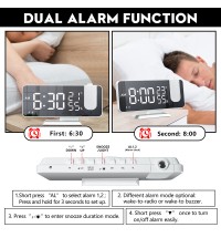 FM Radio LED Digital Smart Alarm Clock Watch Table Electronic Desktop Clocks USB Wake Up Clock with 180° Time Projection Snooze