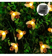 1pc Solar Lights String; 20LEDs Path Lights With 8 Lighting Modes; Outdoor Waterproof Simulation Honey Bees Decor Garden Lights For Garden Wedding Lawn Xmas Decorations; Warm White; 197in