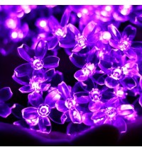1pc Solar Flower String Lights; Blossom String Lights; Fairy LED Lights String; Solar Flower Decorative Lighting For Outdoor Home Garden Lawn Patio Xmas Trees Party And Holiday Purple