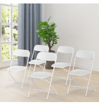 Plastic folding chairs-white 5 pack