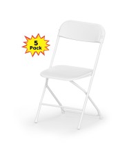 Plastic folding chairs-white 5 pack