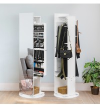 Jewelry Armoire with Full Length Mirror 360° and Large Capacity Jewelry Organizer Armoire; Lockable Mirror with Jewelry Storage; Coat Rack; Multi Storage Shelves
