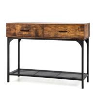 2 Drawers Console Table with Metal Frame for Living Room