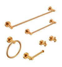 Bathroom Hardware Set; Thicken Space Aluminum 6 PCS Towel bar Set- Brushed Gold 24 Inches Wall Mounted