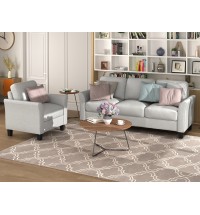 Living Room Furniture chair and 3-seat Sofa (Light Gray)