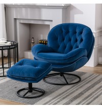 Accent chair TV Chair Living room Chair with Ottoman-Blue
