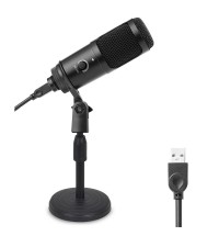 USB Computer Condenser Microphone Dual-Layer Acoustic Filter Recording Mic Portable USB Computer Microphone Plastic Metal