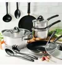 Everyday 14 Pc Stainless Steel Tri-Ply Base Cookware Set