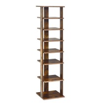 Wooden Space Saving 7 Tiers Vertical Shoe Rack for Front Door