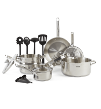 Cook & Strain Stainless Steel Cookware Set, 14 Piece Set, Dishwasher Safe