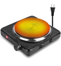 1500W Electric Single Burner Portable Heating Hot Plate Stove Countertop RV Hotplate with Non Slip Rubber Feet 5 Temperature Adjustments