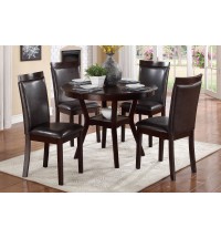 Espresso Finish 5pc Dinette Set Table with Open Display Shelf 4x Side Chairs Faux Leather Upholstered Contemporary Dining Room Furniture