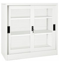 Sliding Door Cabinet White 35.4"x15.7"x35.4" Steel