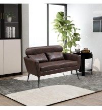 51"W Classical Loveseat Small Sofa Small Mini Room Couch Two-Seater Sofa With 2 Throw Pillows Black Metal Legs for Small Space Office Studio Apartment Bedroom, Dark Brown Bronzing Suede