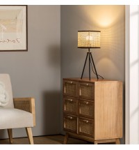 Temesa Rattan 21.3" Table Lamp with In-line Switch Control and Metal Legs